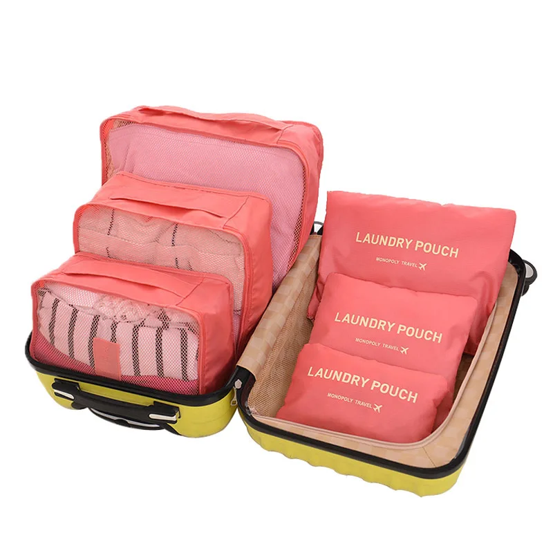 

6PCS/Set Oxford Cloth Travel Mesh Bag In Bag High Quality Luggage Organizer Packing Cube Organiser for Clothing