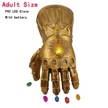 Взрослый Железный человек перчатка Таноса Бесконечность перчатка пвх перчатки косплей реквизит танос перчатка с крагами с 6 светодиодный магнитными камнями Бесконечность