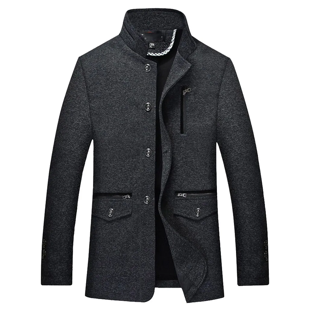 Модное зимнее пальто для мужчин, Осеннее шерстяное пальто, зимнее повседневное деловое пальто с длинным рукавом, однотонное пальто, монтео Homme Gh4