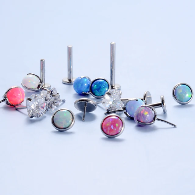 Surgical Steel Opal Zircon Top Threadless Cartilage Tragus Helix Earring