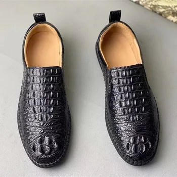 

Authentic Real Crocodile Skin Men's Casual Walking Shoes Footwear Flats Genuine Exotic Alligator Leather Male Driving Loafers