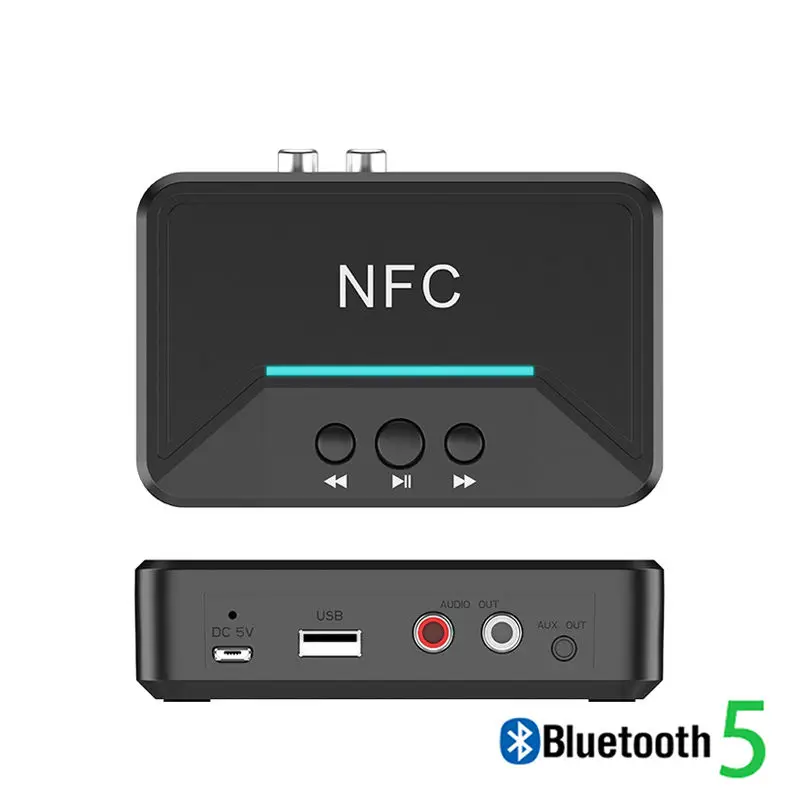 NFC 5 0 Bluetooth Receiver Smart A2DP RCA AUX 3 5MM Jack Wireless Adapter Suppotr USB Play For CAR Home Speaker Headphone
