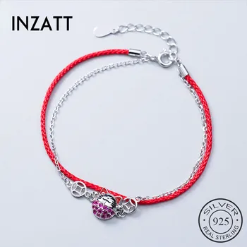 

INZATT Real 925 Sterling Silver Purple Zircon Cat Bracelet For Fashion Women Party Minimalist Fine Jewelry Cute Accessories Gift