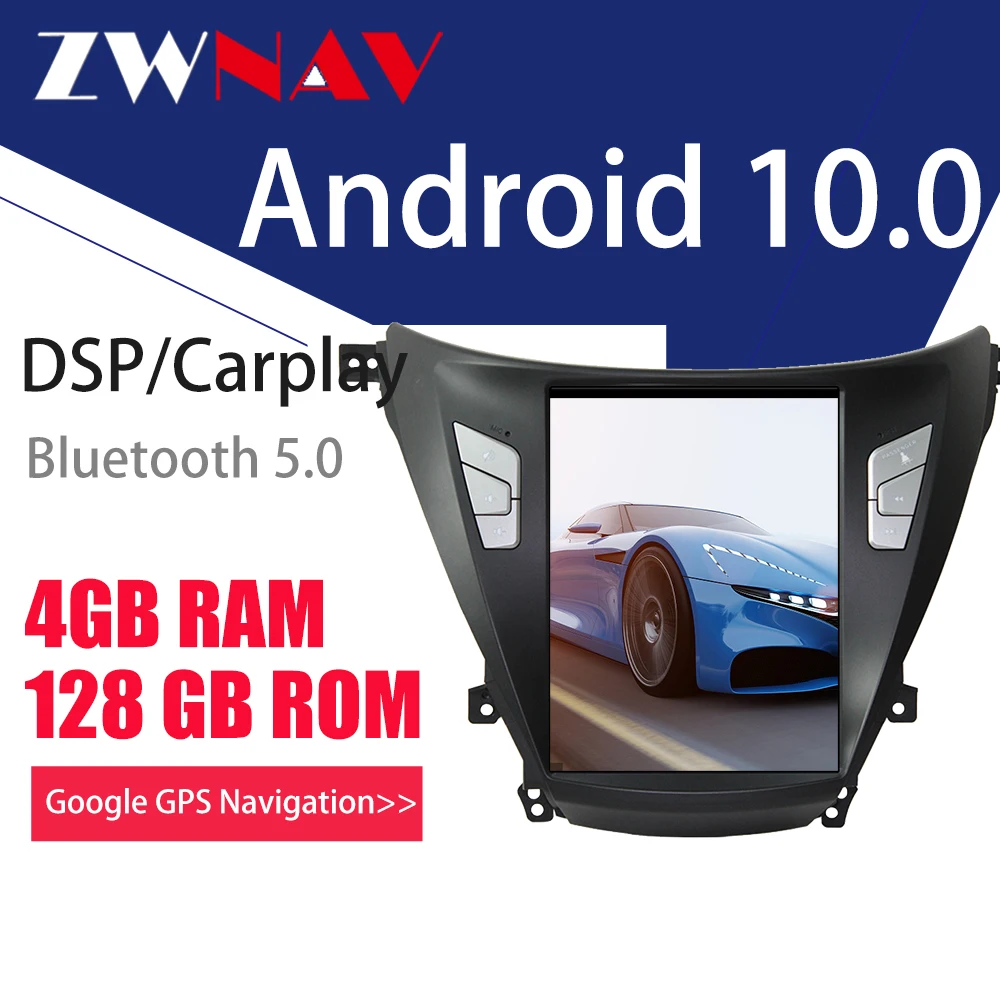 

PX6 4+128G Tesla style Android 10 screen car multimedia player For Hyundai Elantra 2011-2016 GPS Audio Radio stereo BT head unit