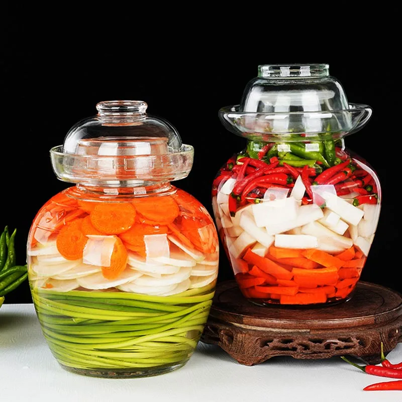 Creative Transparent Glass Kimchi Jar Chinese Tradition Pickle Jars