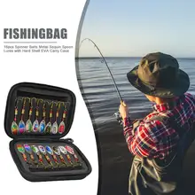 16 шт. черный эва жесткий чехол для хранения сумки с прочным спиннером композитные приманки Муха Крючки металлические блестки Рыболовные Приманки