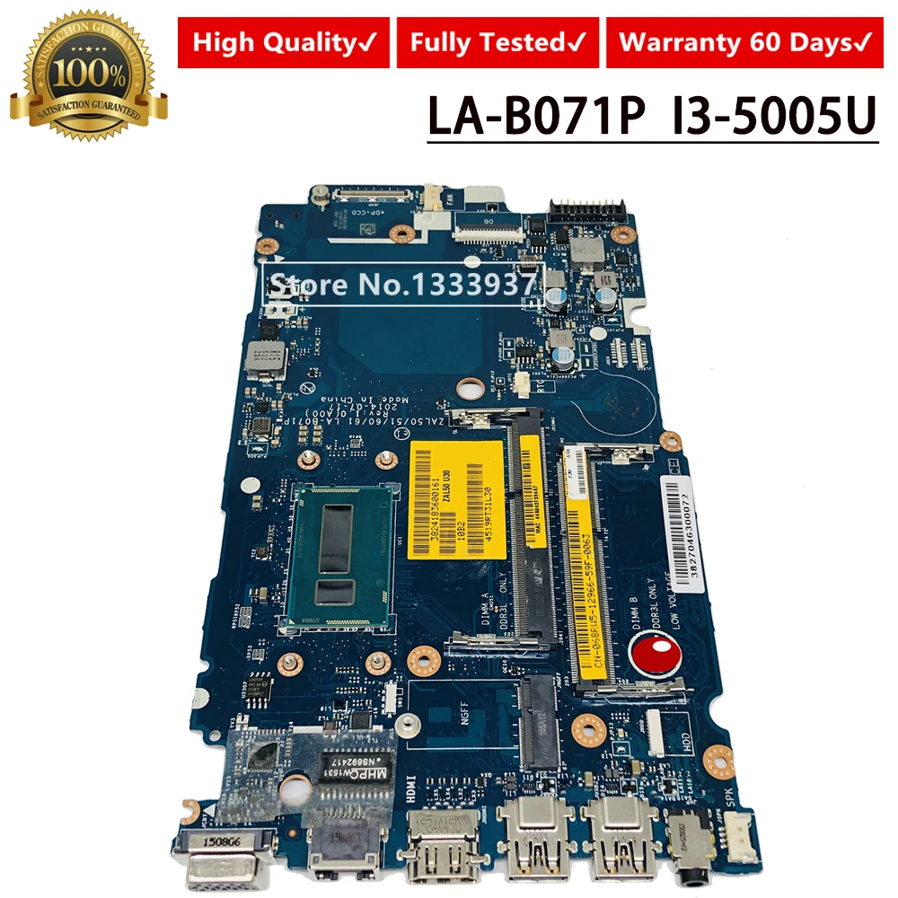 Для dell Latitude 3450 L3450 Материнская плата ноутбука SR27G I3-5005U CN-068RW5 68RW5 068RW5 ZAL50/51/60/61 LA-B071P