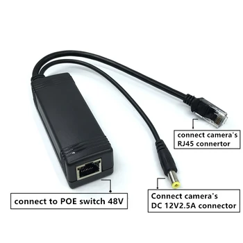 

48V to Active Isolated PoE Splitter IEEE802.3af 12V2.5Adapter Injector poe splitter Connector Active 10/100MFor PoE IP Camera