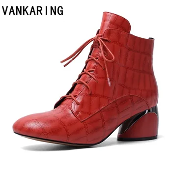 

brand design booties ladies high quality stone print genuine leather ankle boots women high heels shoes woman autumn winter boot