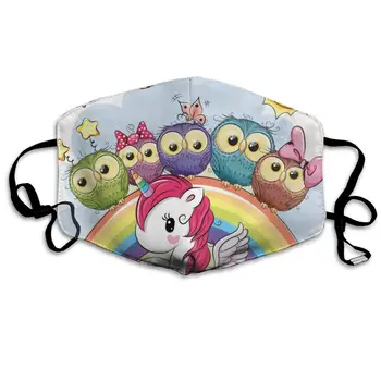 

Mouth Mask Little Pony Rainbow Owl Print Masks - Breathable Adjustable Windproof Mouth-Muffle, Camping Running for Women and Men