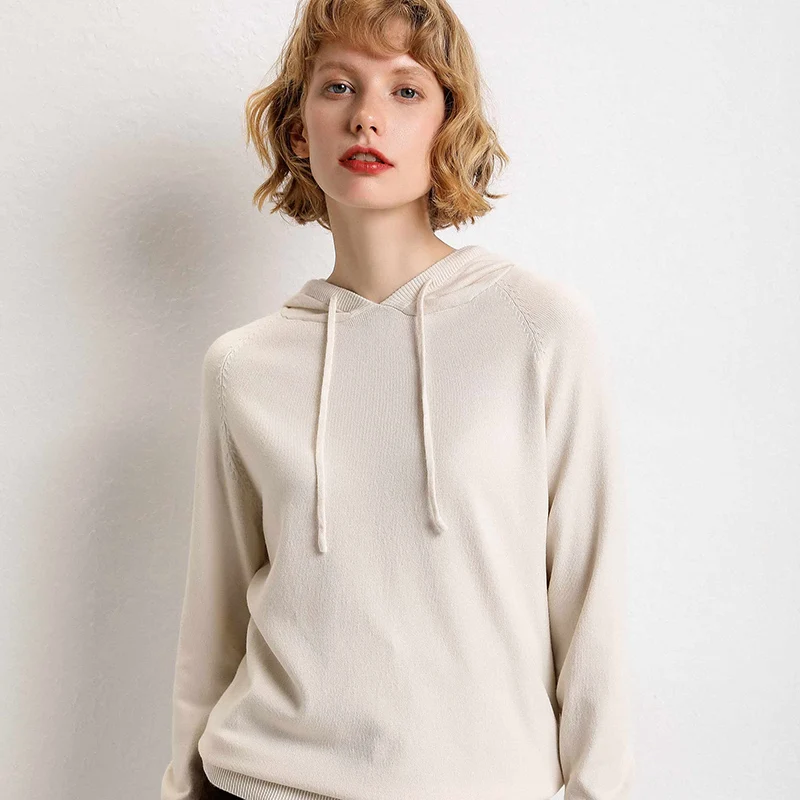 

Autumn winter new sweater pure color large size hooded sweater women wool pullover loose sweater outside take female jacket