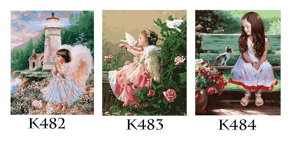 AZQSD, масляная краска, ангел, девочка, краска по номерам, сделай сам, холст, картина, ручная краска, ed, украшение дома K483