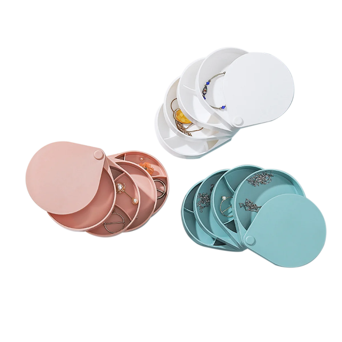 Шкатулка для ювелирных украшений 4 уровневый Органайзер с вращением на 360 °