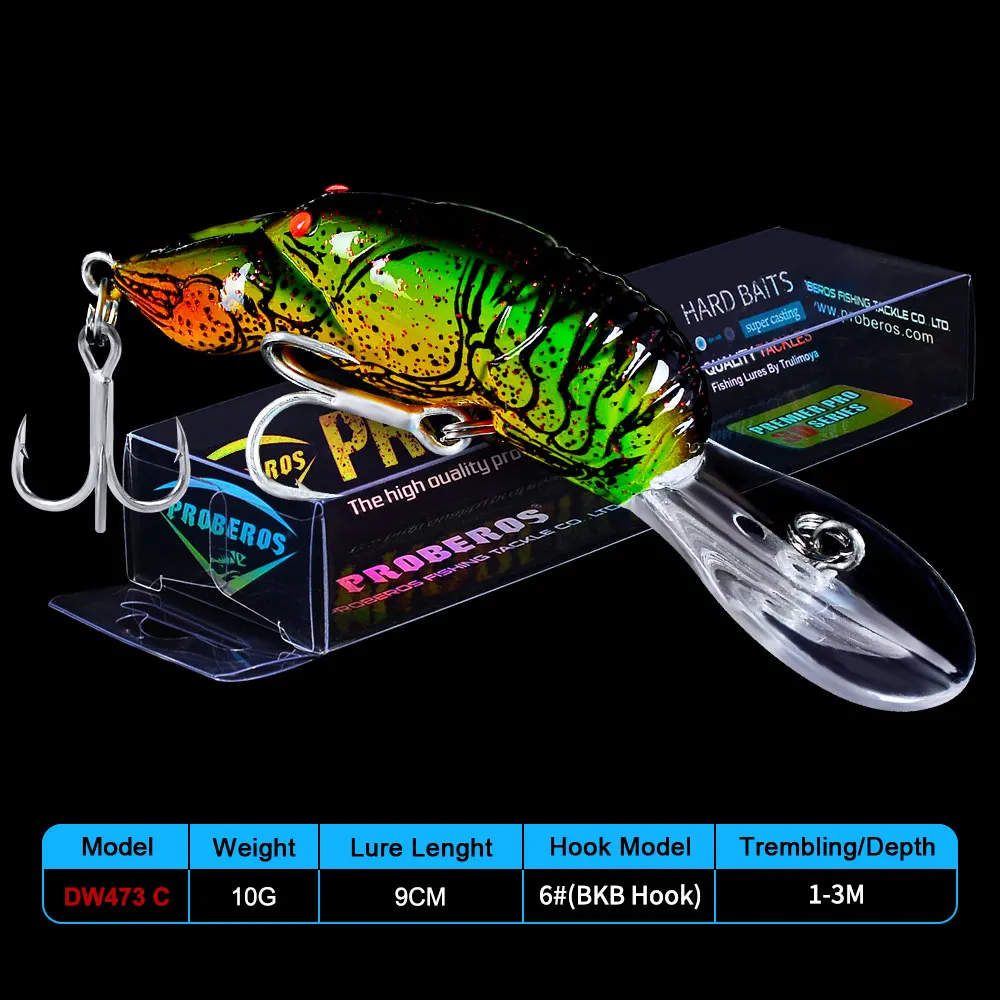 C Comdaba 1 шт. 10 г 9 см Топ водные рыболовные приманки 8 цветов Приманка Crankbait жесткие одиночные крючки приманки-Воблеры - Цвет: C