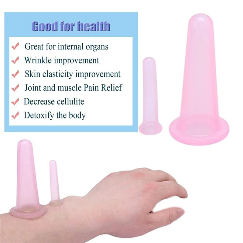 2pcs Silicone Jar Vacuum Cupping Cans for Body Neck Facial Massage Suction Cans Anti Cellulite Cupping Cups Set Health Care Tool
