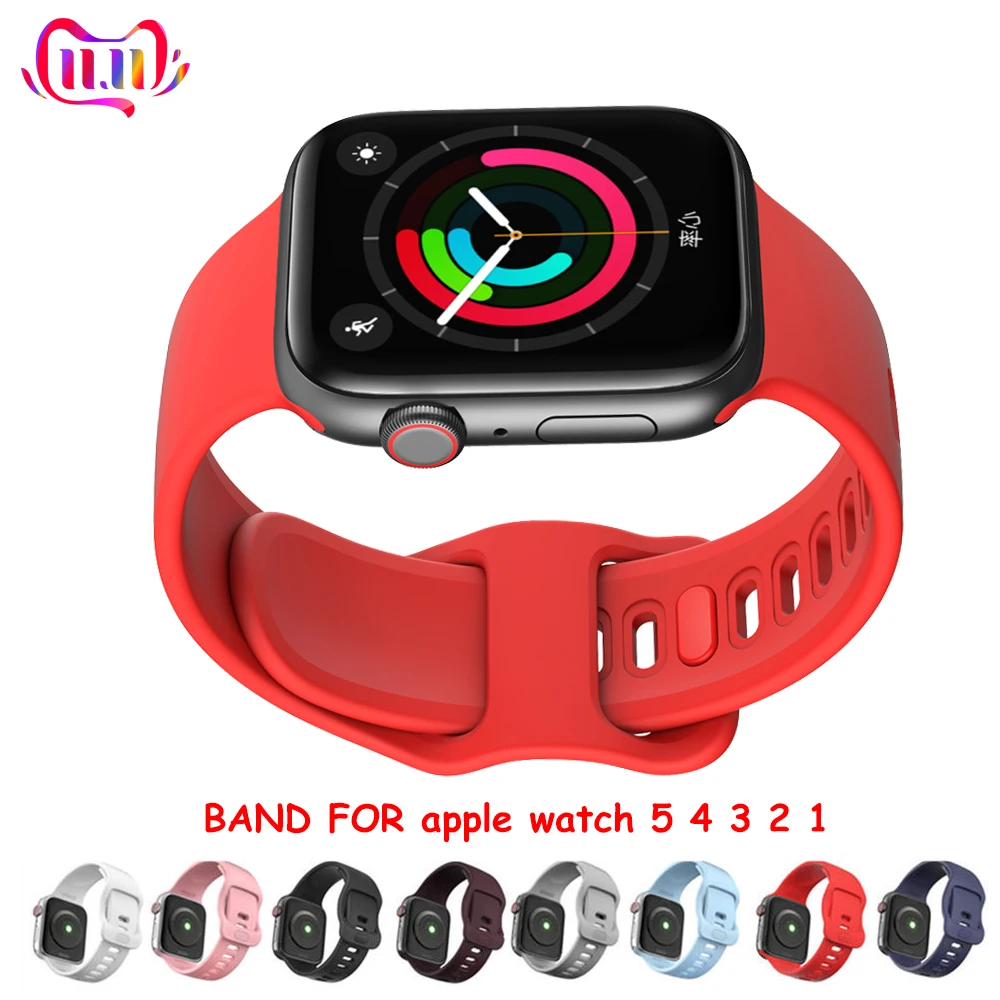 

Sport strap for Apple watch band 44 mm 40mm iWatch band 38mm 42mm Liquid Silicone watchband bracelet Apple watch 5 4 3 2 1 44 40