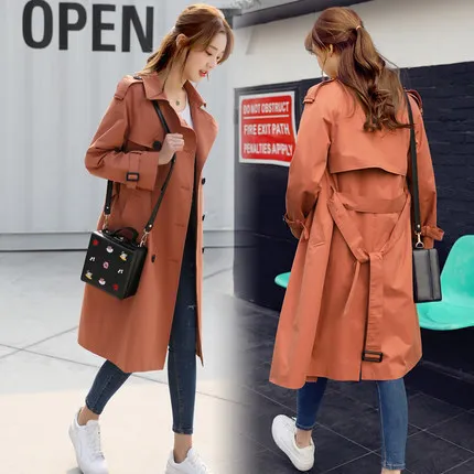 

New Spring Autumn Fashion Casual Women's khaki Trench Coat Women Long Loose Windbreaker With Belt Abrigos Mujer Hot LX209