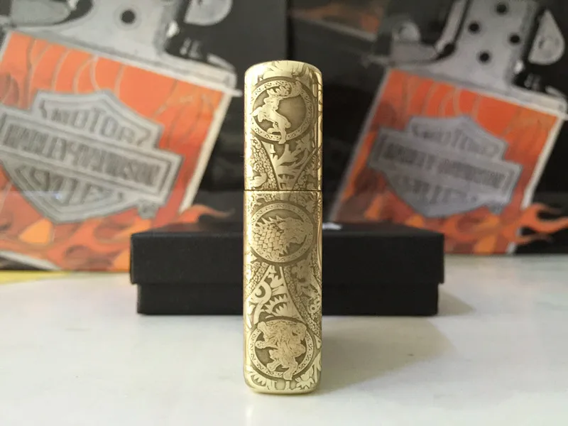 Ветрозащитные зажигалки чистое железо и медь король(броня) резная песня