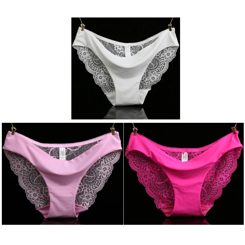 3pcs/ lot HOT SALE spandex XL big size sexy lingerie vs pink lace