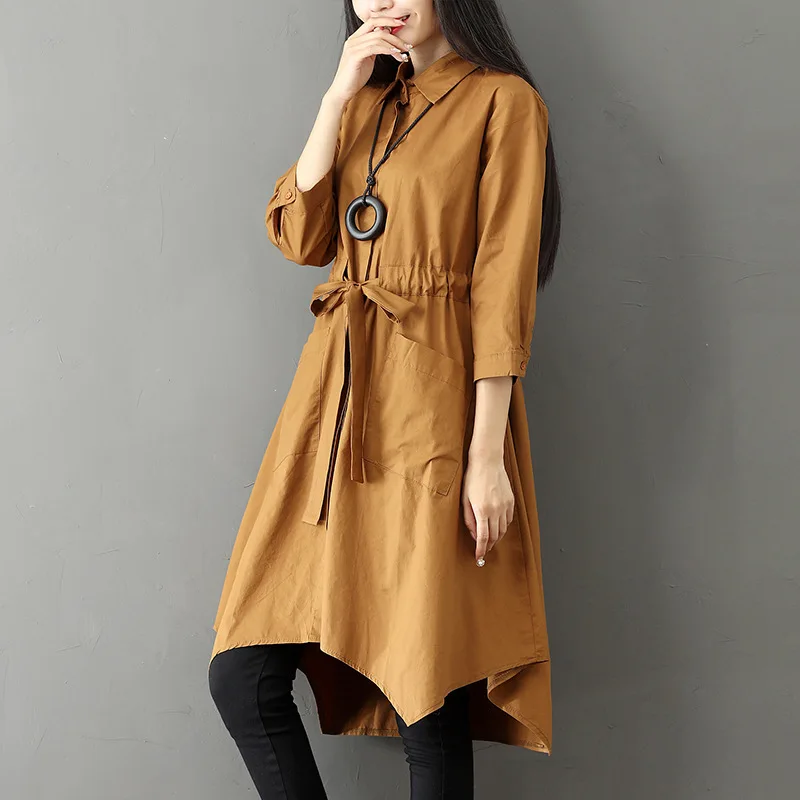 

2018 Autumn Clothing New Style WOMEN'S Dress Korean-style Loose-Fit Mid-length Irregular Trench Coat Fashion Large Size Thin Coa