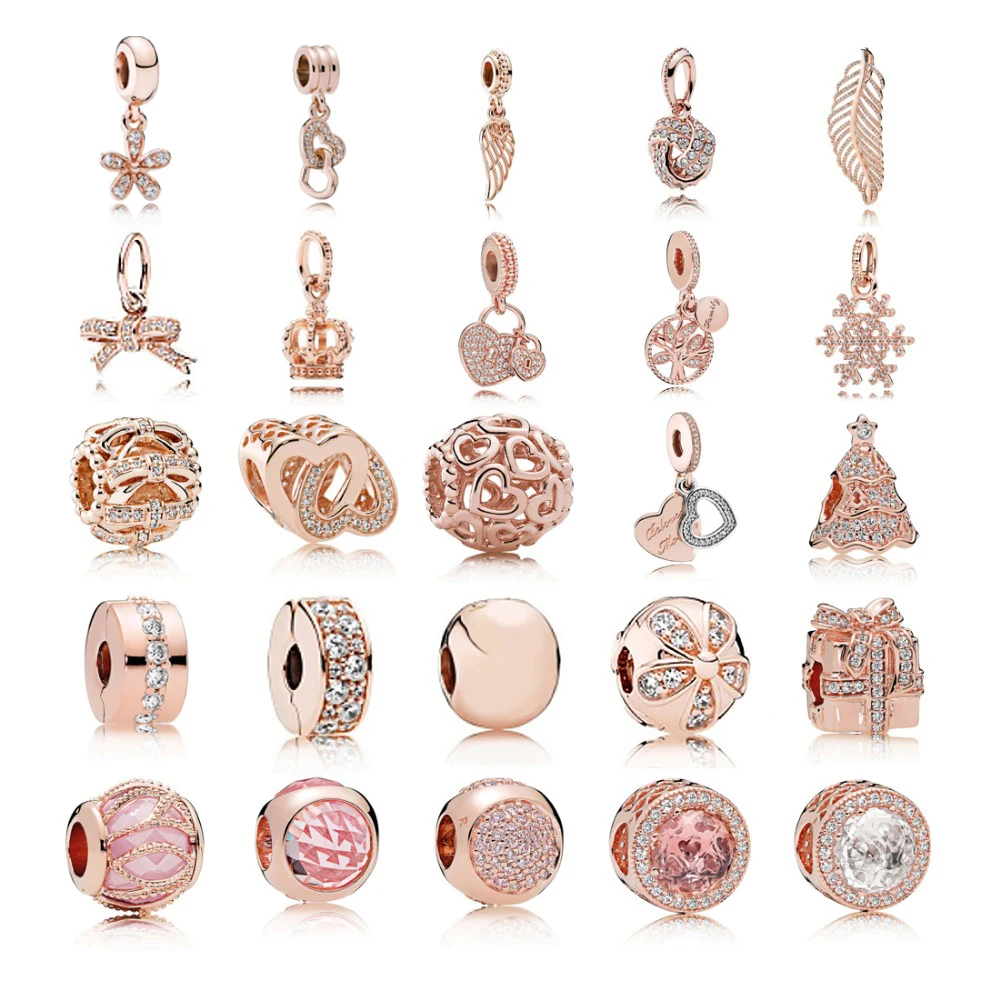 NEW 2017 Fit Original Charm Bracelets Gilded Rose Gold color Authentic 925 sterling silver Beads Women DIY Fashion Jewelry NEW 2017 Fit Original Charm Bracelets Gilded Rose Gold color Authentic 925 sterling silver Beads Women DIY Fashion Jewelry