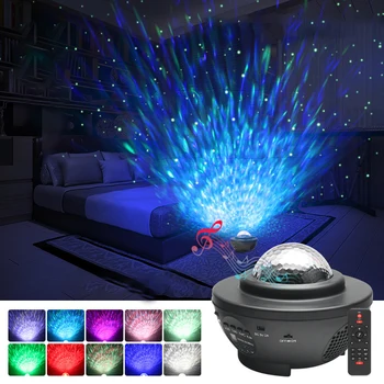 

LED Star Projector Night Light Music Water Wave Projector Lights Blueteeth Voice Control Music Player Colorful Star Light Gift