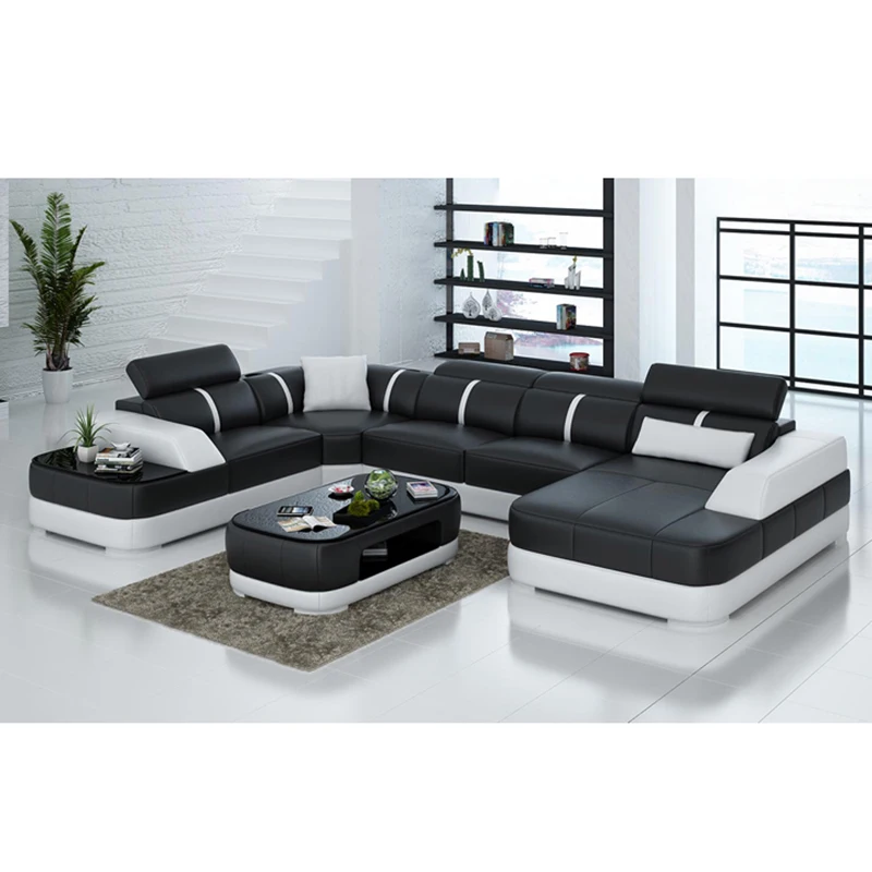 Living Room Sofa Set Home Furniture Modern Cotton Fabric Solid Wood Frame Soft Sponge U Shape Custom OEM Home Furniture Set