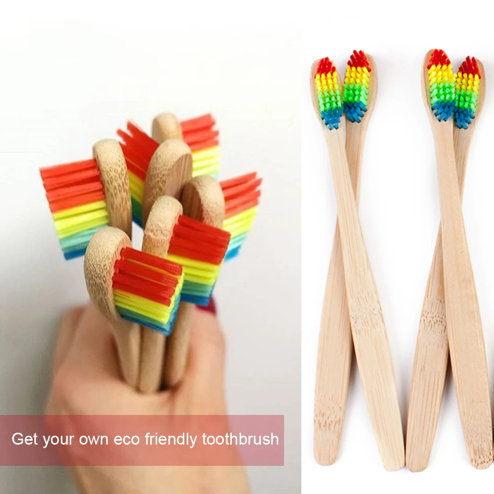 10/15/20pcs Rainbow Bamboo Toothbrush Soft Brush Eco Friendly Teeth Brush Colorful Teeth Brushes Wood Handle Adults Teeth Care