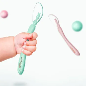 

Creative Fashion 2pcs Baby Spoons Feeding Dishes Tableware For Children Flatware Cutlery Spoon Silicone Feeding Soft Head Spoon