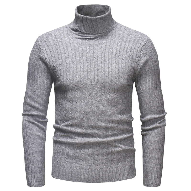 2019 осень и зима новый мужской свитер с высоким воротником сплошной цвет Повседневный тонкий вязаный пуловер