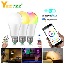 E27 светодиодный Ночной светильник с управлением через приложение Wifi умная лампа 10 Вт RGBW RGBWW RGB 15 Вт Bluetooth Лампа ИК-пульт дистанционного управления Домашний Светильник ing AC 85-265 в