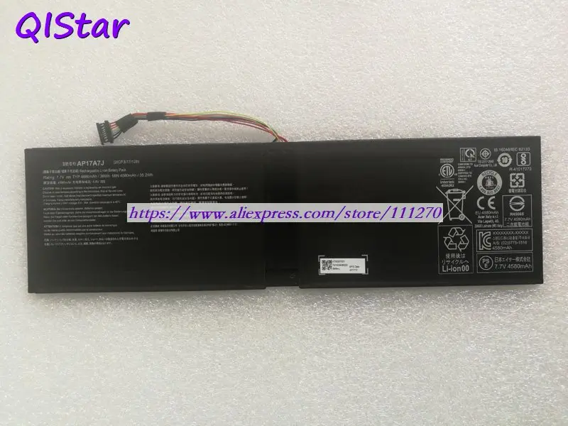 QISTAR 7,7 V 4690mAh подлинный AP17A7J Аккумулятор для ноутбука acer Swift 7 SF714-51T ноутбук