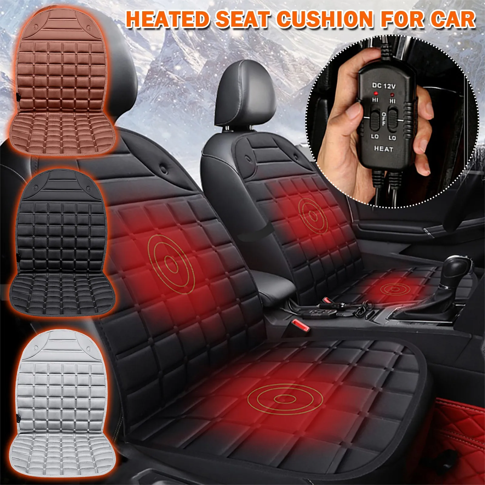 NEW 12V HEATING CUSHION SOFT COZY WARM WINTER CAR POWER SOCKET CONTROL SEAT 