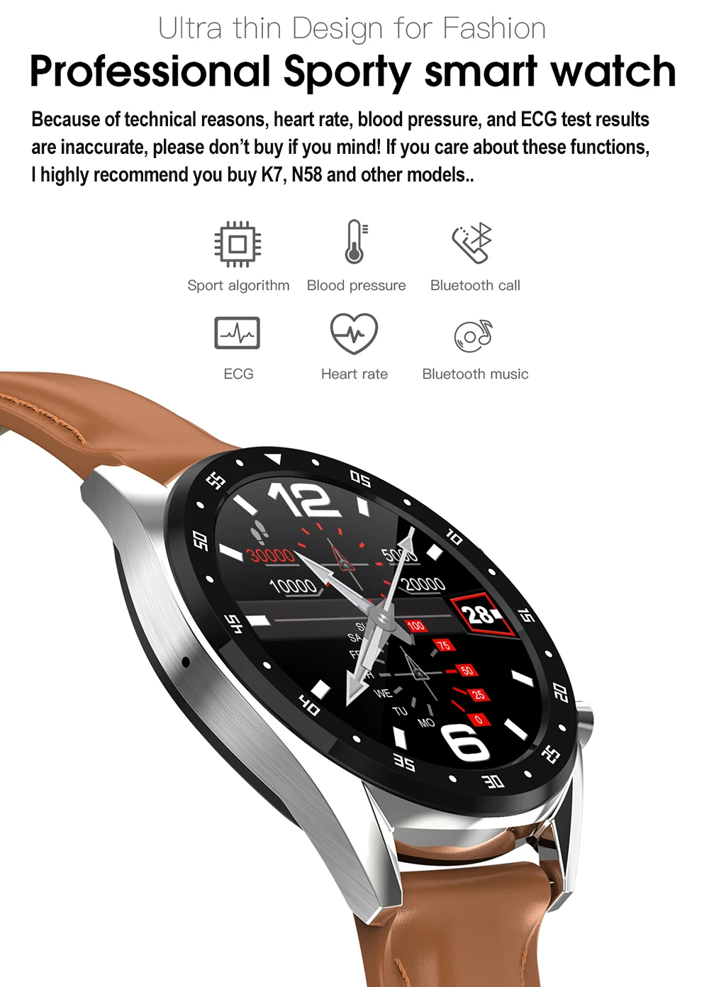 K7 Smart Watch Sports Waterproof L7 BTcall SmartWatch HRV Report Heart Rate Blood Pressure Monitor Watch Fitness Bracelet