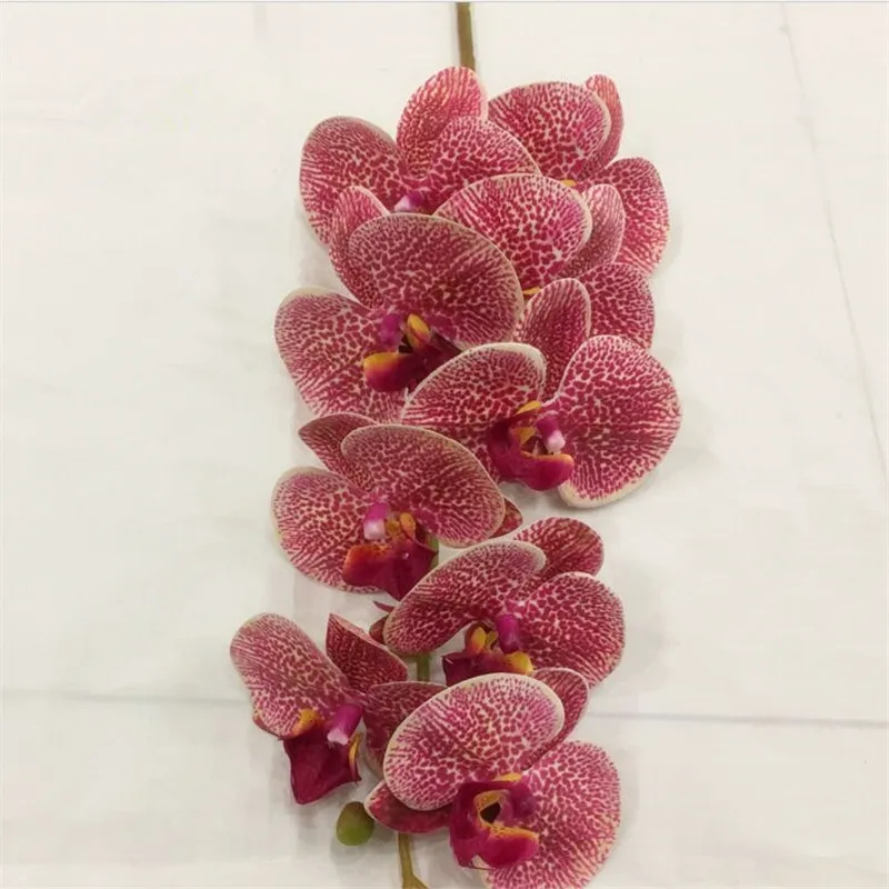 deep pink spot 10 шт. Искусственные цветы орхидеи фаленопсис Настоящее прикосновение латекс высокое качество Бабочка орхидеи стволовые растения Силиконовые Цветы - Цвет: deep pink spot
