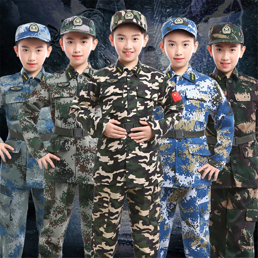 Камуфляжные военные костюмы для детей, тактическая Боевая форма, комплект из куртки и штанов, летний тренировочный костюм для кемпинга, охоты, армии