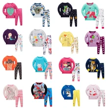 НОВЫЕ комплекты одежды из хлопка для детей Детские хлопковые Пижамные комплекты одежда для сна с героями мультфильмов для девочек, комплект одежды для мальчиков, комплект из 2 предметов