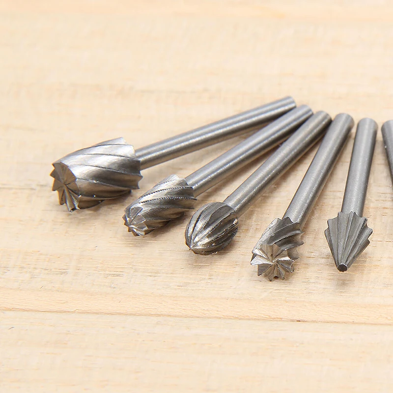 10pcs/set 3mm HSS Rotary Routing Router Bit for Burr Milling Cutter Carving Machine High Speed Steel Woodworking Engraving Tool