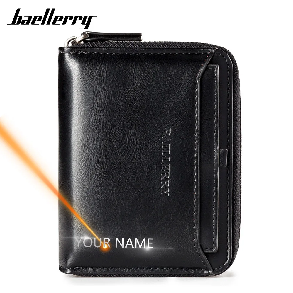

2020 New Men Wallets Name Engraving High Quality Male Purse multi-function Zipper Card Holder Wallet For Men Portomonee