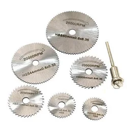 7pc hss circular pequena lâmina de serra metal disco roda lâminas haste mini lâminas serra com mandrels broca armazém recorte de madeira rotativo