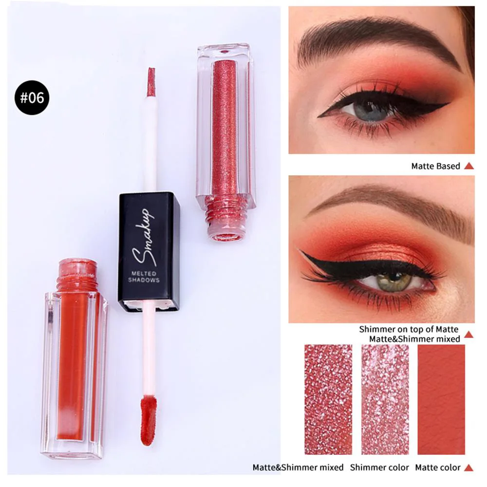 06 1PC Dual-Ended Waterproof Diamond Glitter Liquid Eyeshadow Women's Long Lasting Eye Makeup Beauty Cosmetic Eyeliner - Цвет: 06