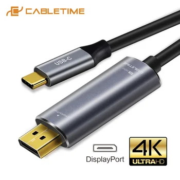 

CABLETIME USB Type C to DisplayPort Cable 4K 60Hz USB C Thunderbolt 3 to DP 1.3 Adapter USB to DP UHD External Video C031