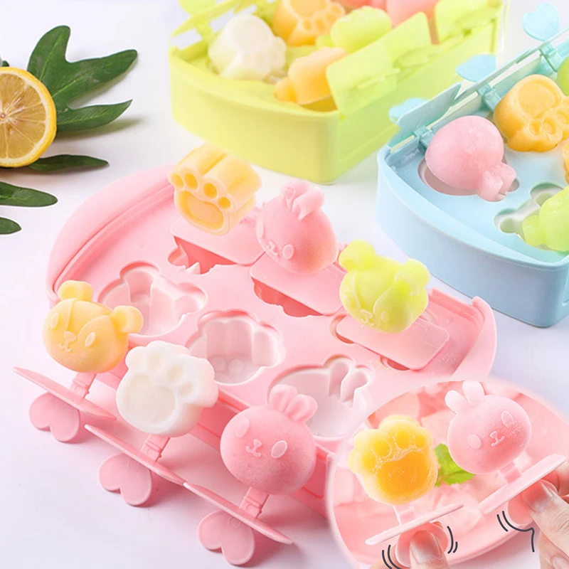Diy Silicone Popsicle Mold Cartoon Ice Cube Maker Reusable Bpa-Free Ice Pop Ice Cream Mold With Lids And Sticks Outils Desserts - Image 2