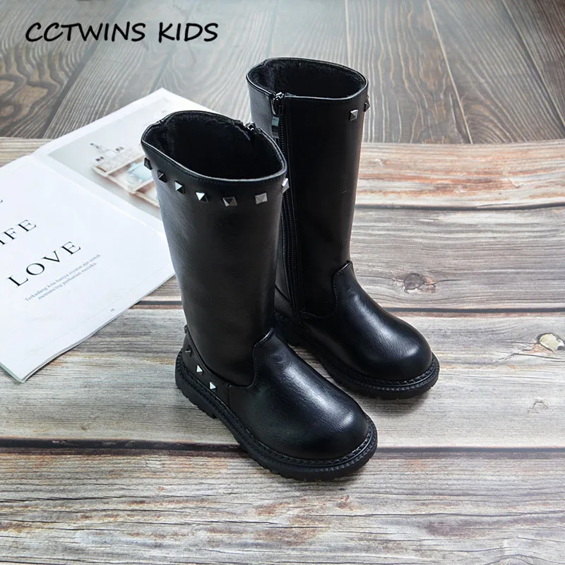 CCTWINS/детская обувь; коллекция года; зимние детские брендовые ботинки; детская теплая обувь из искусственной кожи; модные сапоги до колена для девочек; HB073