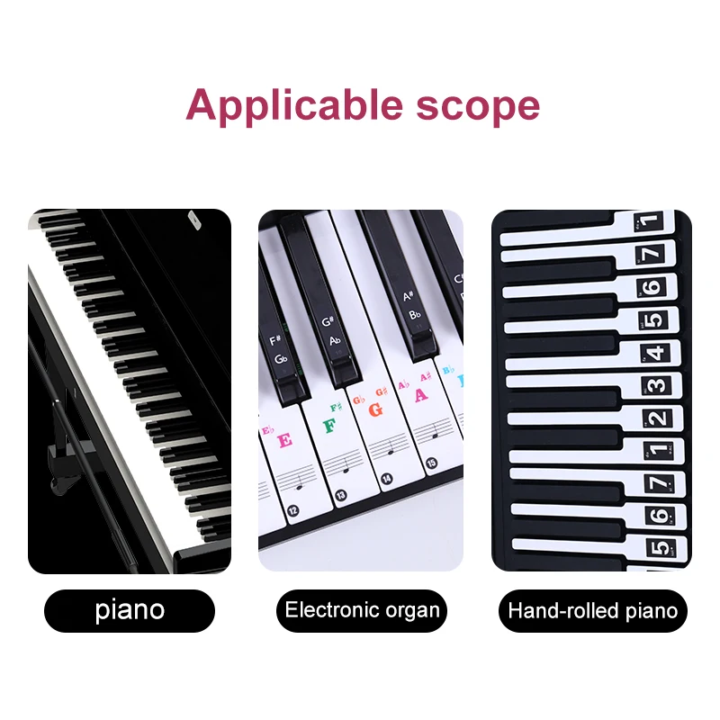 Clara teclado electrónico-piano-key-pegatinas para 54/61/88 keys negro 