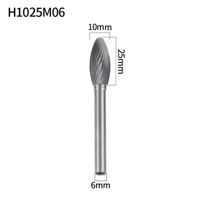 YG8 Alloy Rotary File 1Pcs Oval H-shape Single And Double Groove Tungsten Steel Woodcarving Grinding Head Carbide Milling Cutter H1025M06