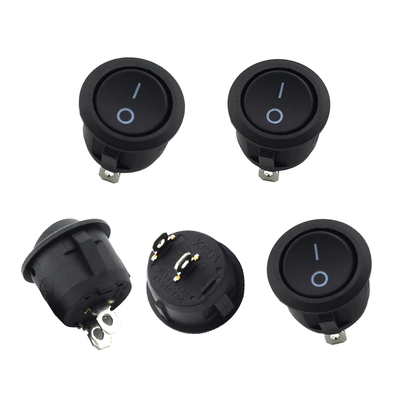 Small Round Black 2-Pin 2-Files 3A250V 6A125V Rocker Switch Seesaw Power Switch Round Switch 1610mm Switch (7)
