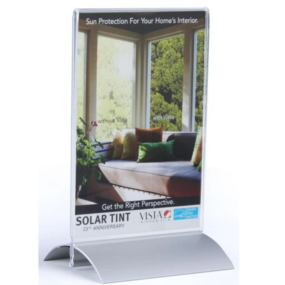 100x110mm Acrylic Sign Holder With Aluminum Base Bottom Insert - Clear Acrylic Frame Menu Stand