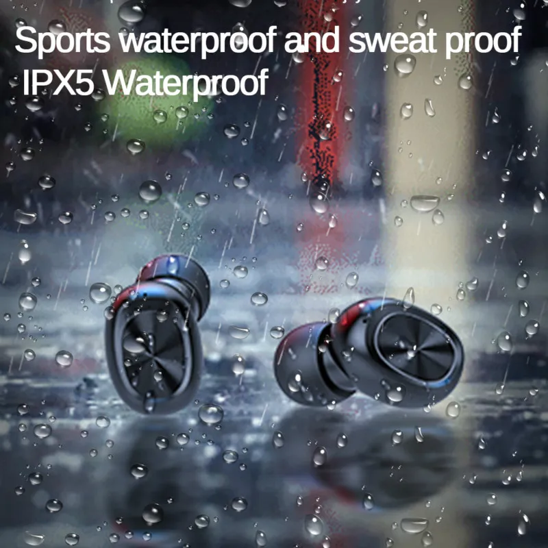 TWS Bluetooth Earphones Streo Wireless Earbuds with LED Power Display Case 3D Stereo Sound IPX5 Waterproof Whit Charging Box