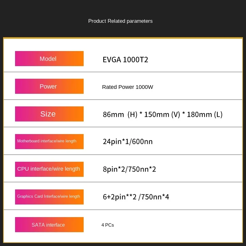 EVGA rated 1000W/1600w T2 computer power supply